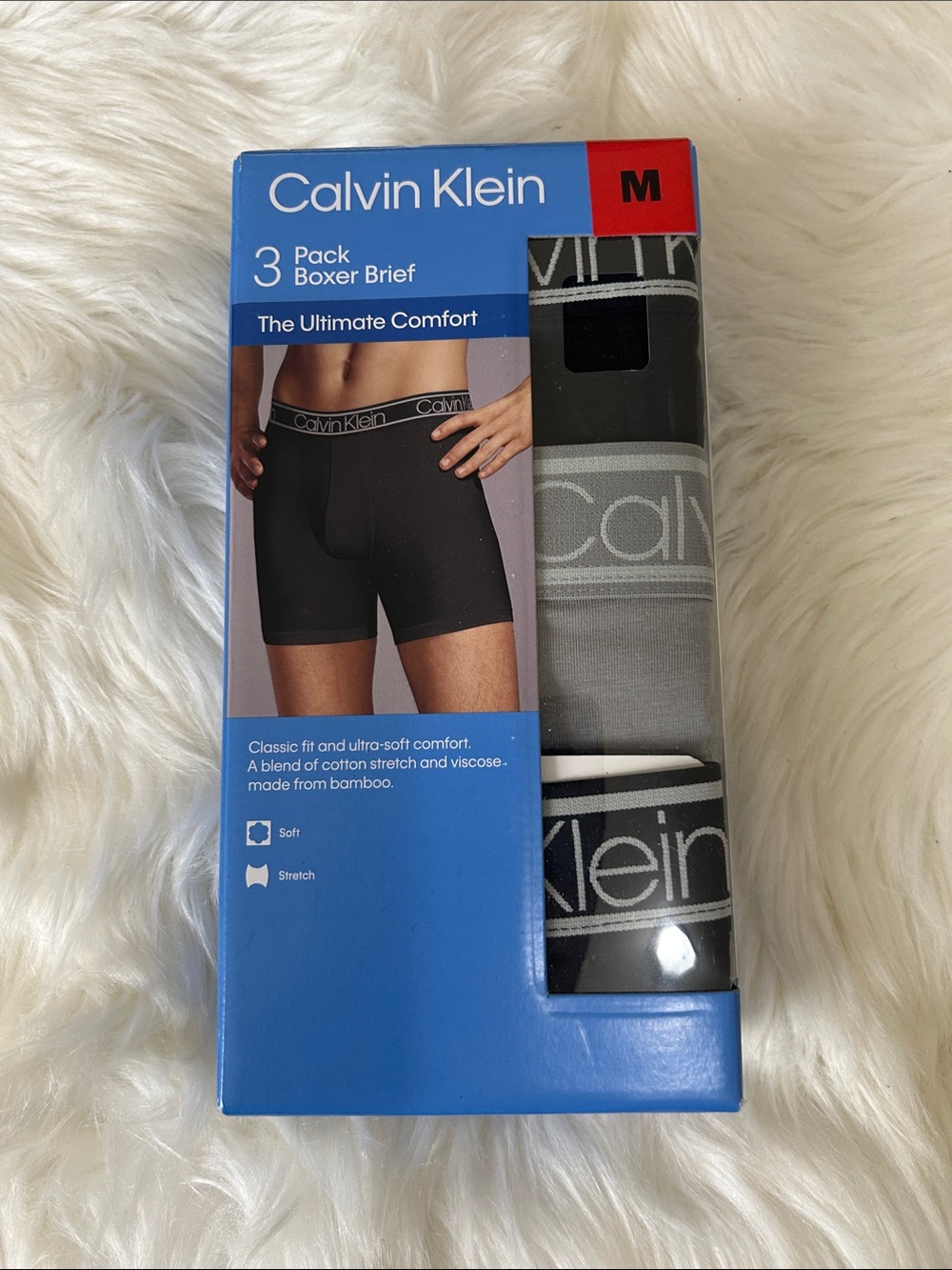 Calvin Klein Men's 3-Pack Boxer Briefs - Black & Gray-Sz.M